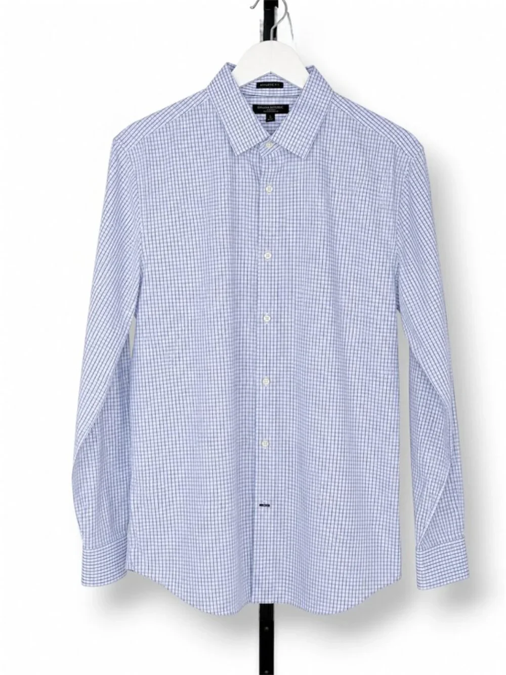 Banana Republic Camden Fit Men’s L Blue Plaid Non-Iron Cotton Shirt